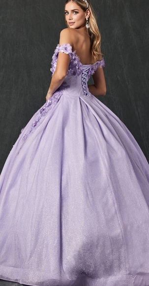 Purple lilac,emerald, blush, new long floral tulle dress with lace up back - Picture 3 of 8